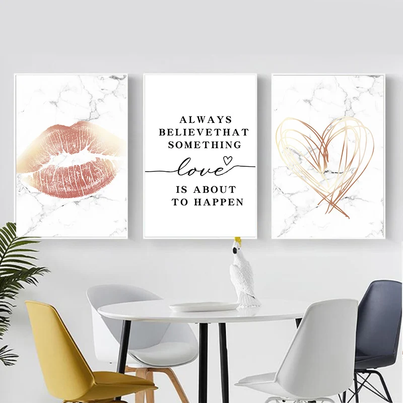 Мотивационные картины с принтом цитатой на холсте сексуальные губы сердце