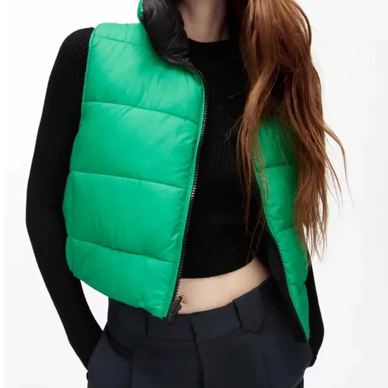 

Korean Coat Women Fashion Warm Sleeveless Vest Parkas Waistcoat 2021 New Casual Loose Stand Collar Zipper Outerwear Chic Top