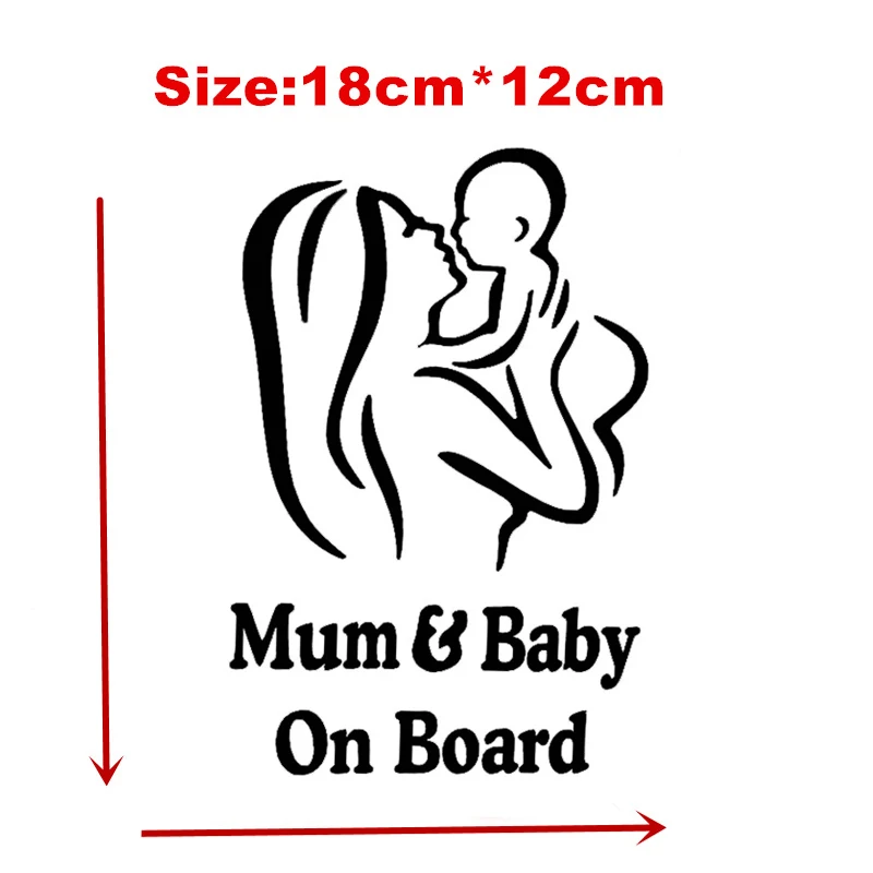 

Warining Mum and Baby on Board Safety Car Stickers Creative Figure Styling Reflective Waterproof Paster Vinyl Decals,18cm*12cm