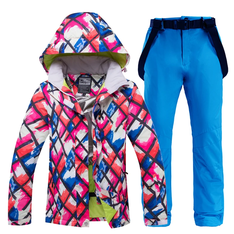 Зимняя Лыжная куртка и брюки для женщин, ветронепроницаемые, водонепроницаемые, для спорта на открытом воздухе, зимние костюмы, женские лыжные и сноубордические костюмы - Цвет: color 02