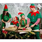 Костюм Санта-Клауса, зеленый эльф, для мужчин, женщин, девочек, мальчиков