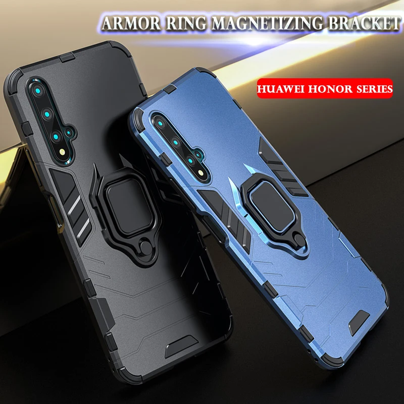 Бронированный чехол с кольцом для Huawei Honor 20 Pro 7A 7C 10i 20i 10 Lite V10 V20 V30 Play 6X 8A 8S 8X Max 9X Global
