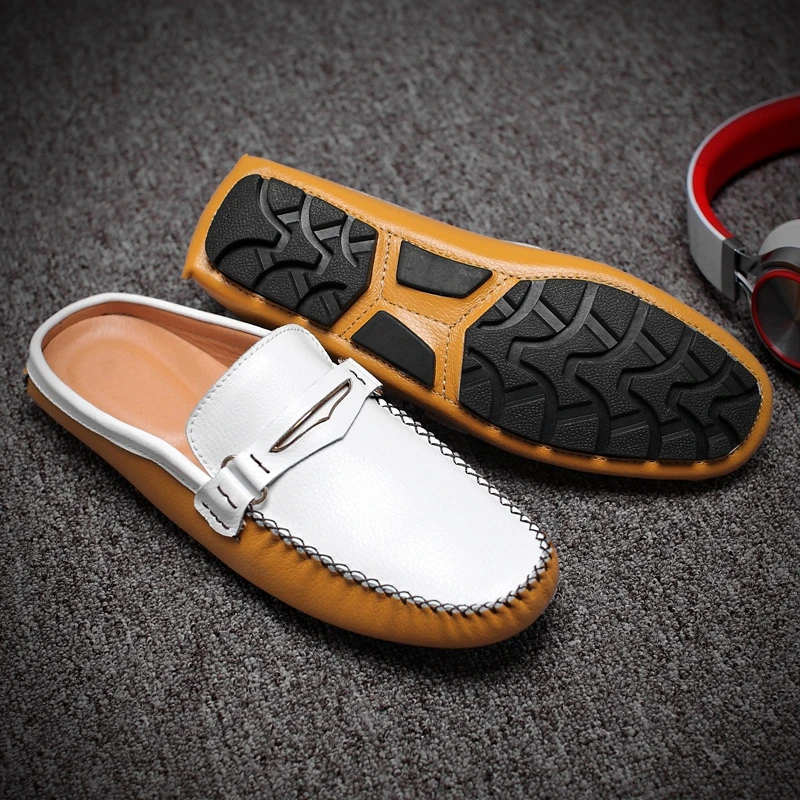 

Men's Summer Slippers, Breathable Moccasins, Retro Half-drag Loafer Shoes, Outdoor Walking LeisureSportsDriving Breathable Shoes