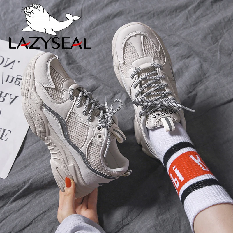 LazySeal визуально увеличивающие рост Обувь из сетчатого материала на платформе