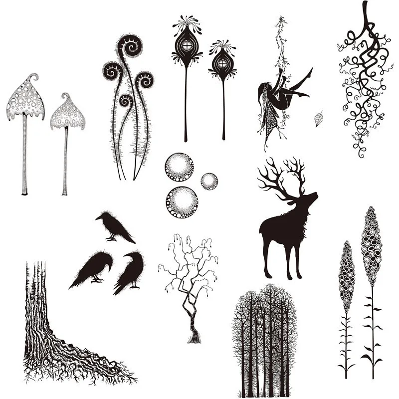 

Cling Stamp Plant Animals Forest For DIY Scrapbooking Paper Cards Album Handmade Seal Soft Plastics Clear Stamps