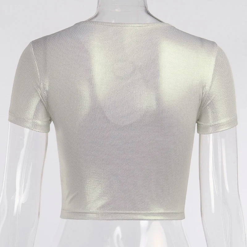 

2020 Fashion Sexy Round Neck Hollow Short Sleeve T-shirt