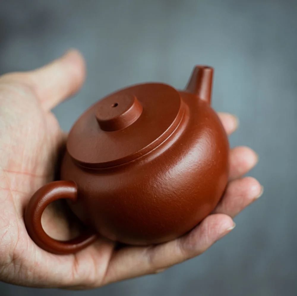 

"King Tea Mall" Yixing "Xiao Ju Lun" Fully Handmade Teapot 120CC Raw Ore Red Mud "ZhuNi" for Chinese Gongfucha Tea wares Sets