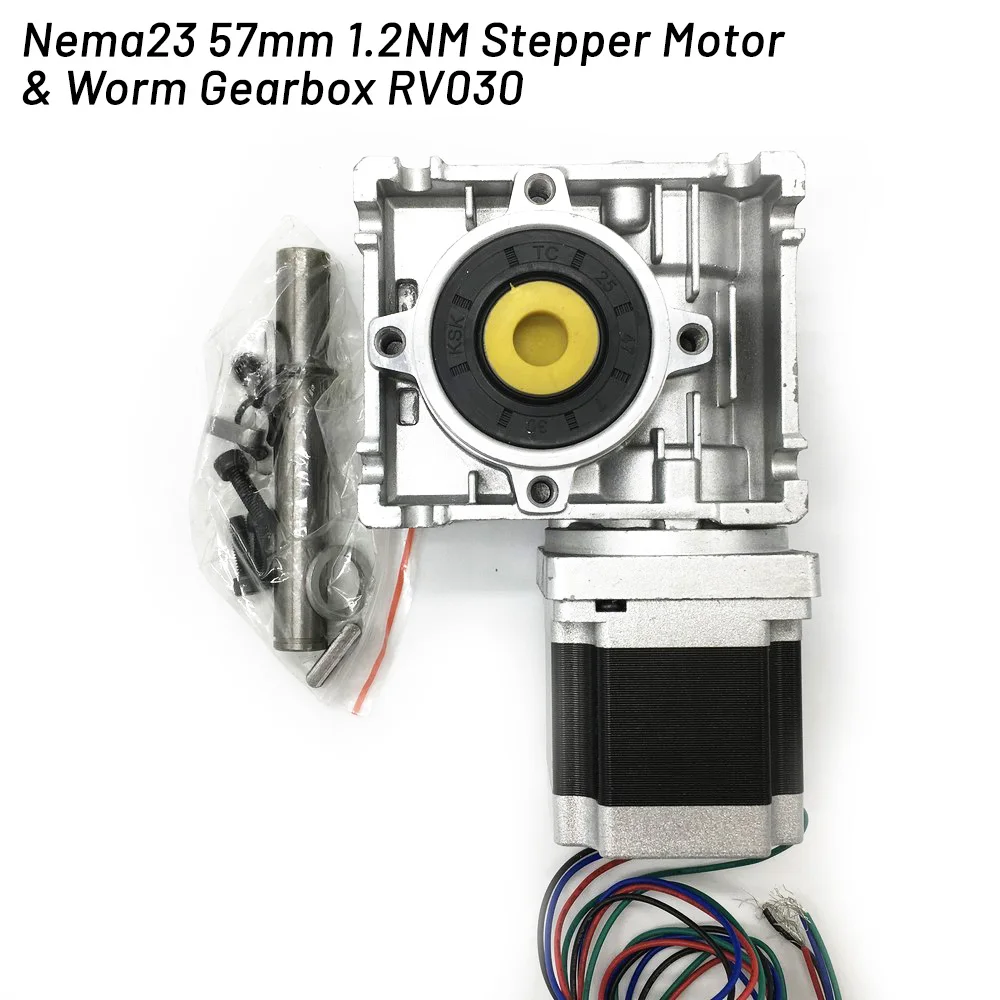Шаговый двигатель Nema23 1 2 нм унций 3 А 56 мм и червячный редуктор RV030 5:1 скорости 14