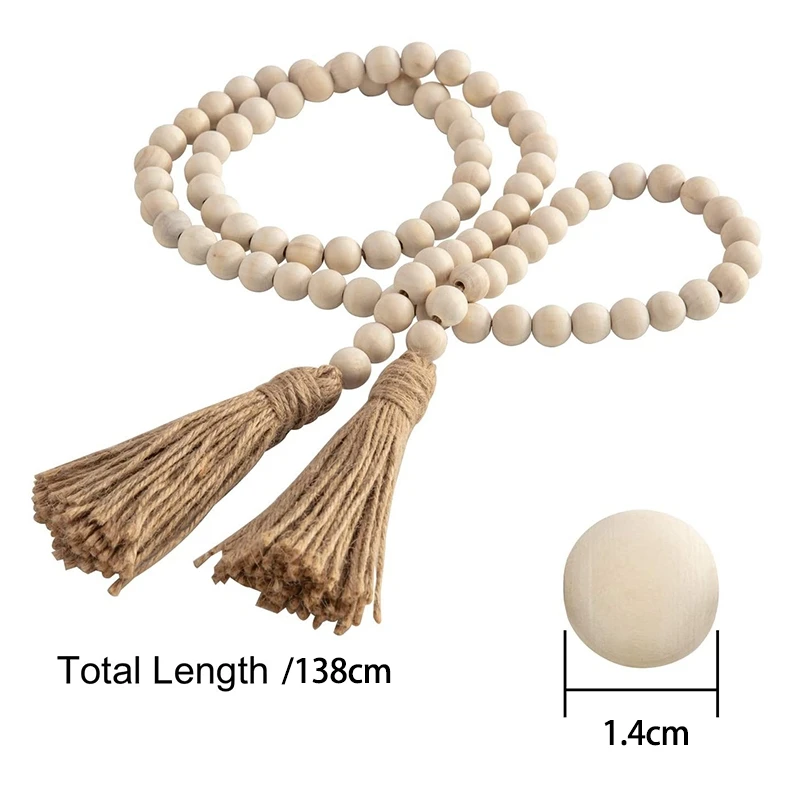 Гирлянда из крупных деревянных бусин 2 комплекта 54 дюйма деревенские бусины с