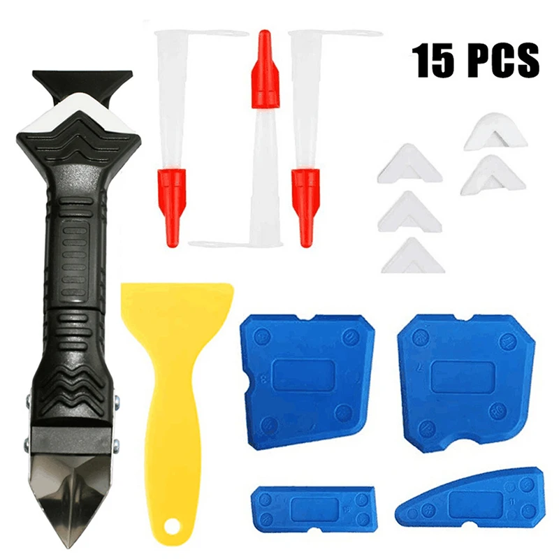 

20 in 1 Silicone Caulking Tools Caulking 15Pcs Tool Kit Caulk Finishing Caulk Finishing Silicone Sealant Scraper tool