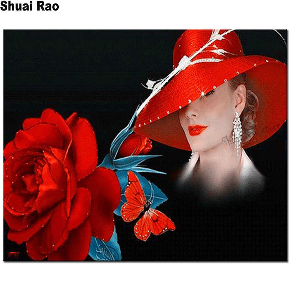 Алмазная вышивка на весь экран квадратная Круглая Мозаика романтическая красная