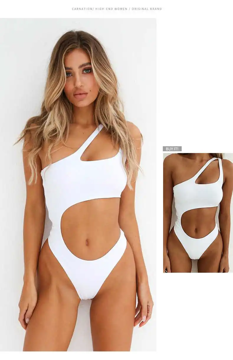 

TTING2021 Sexy One Piece Swimsuit Female Backless Bodysuit Brazilian Solid Color Swimwear Women Bathing Suit Swimming Beach Wear