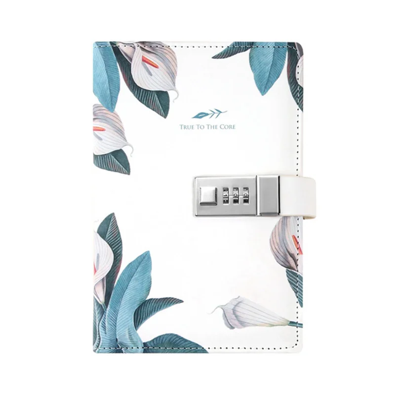 

Chinese Style Agenda A5 Flowers With Lock Notebook Pu Leather Sketchbook Meeting Notepad Planner Organizer Office Stationery