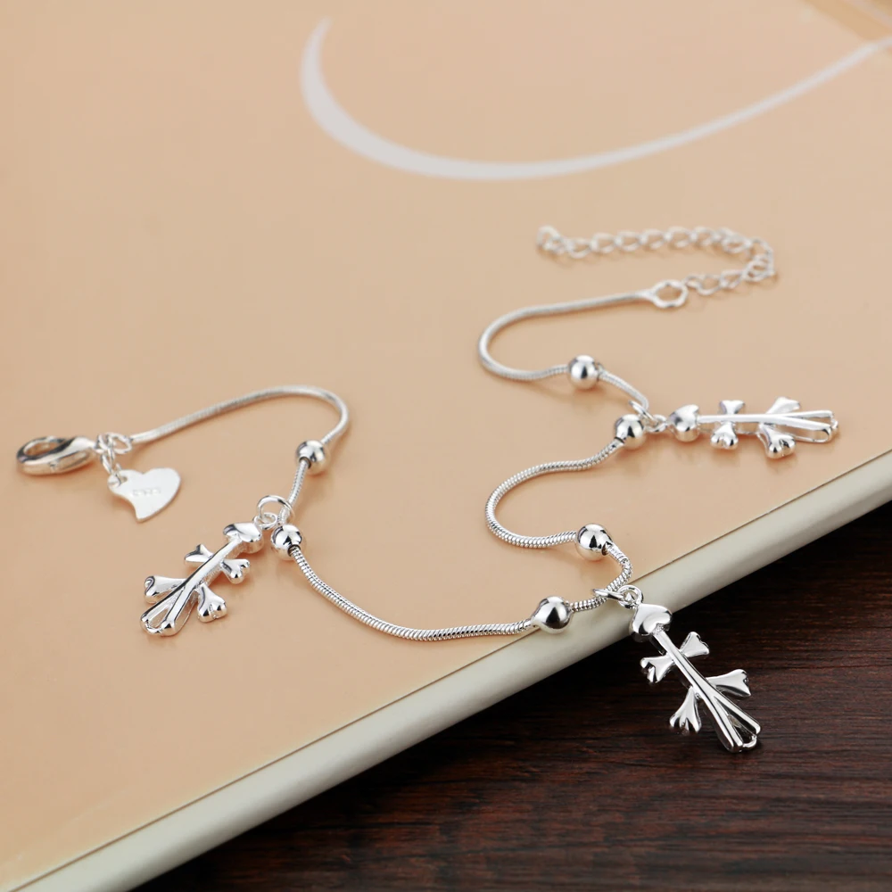 Милые пугающие браслеты с подвеской на щиколотке 100% Стерлинговое Серебро 925