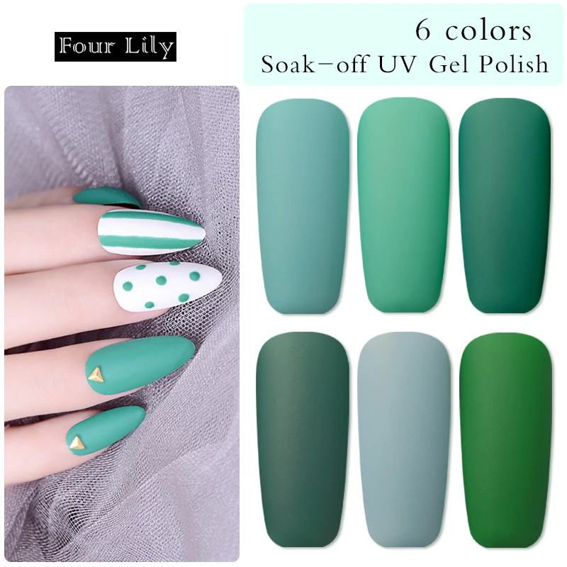 Цветной Гель-лак FOUR LILY 5 мл серия Green отмачиваемый УФ-Гель-лак для нейл-арта лак