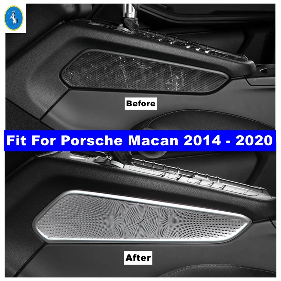 Interior Refit Kit Center Control Speaker Audio Sound Loudspeaker Decoration Panel Cover Trim Fit For Porsche Macan 2014 - 2020