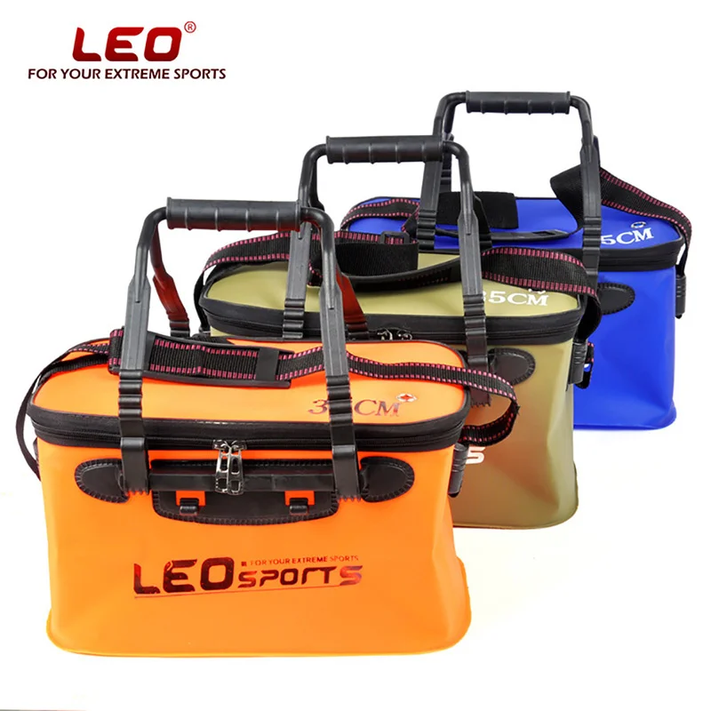 LEO Portable Folding Fish Wear Bucket Outdoor EVA Fishing Tackle Boxes with Handle Fishing Bags Outdoor Fishing Water Tank
