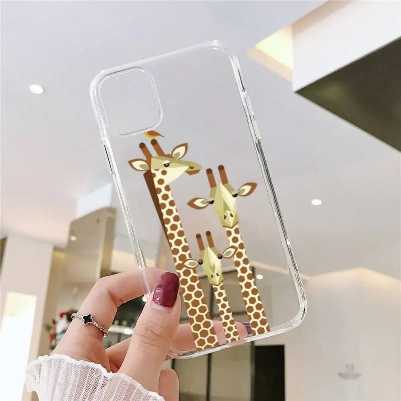

Cartoon giraffe Phone Case Transparent soft For iphone 5 5s 5c se 6 6s 7 8 11 12 plus mini x xs xr pro max