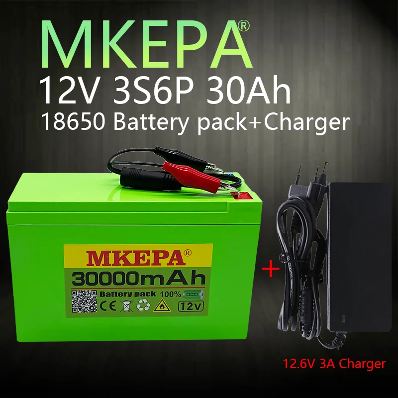 

new 12V30Ah 3S6P 18650 lithium battery pack+12.6V 3A charger, built-in 30Ah high current BMS, used for sprayer, free +charger