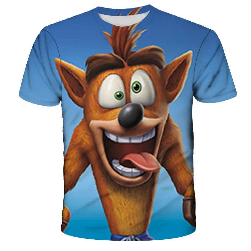 

New 3D Printing Pattern Downhill Bandicoot T-Shirt Boys And Girls 0-Neck Anime T-Shirt Boys Summer Clothes