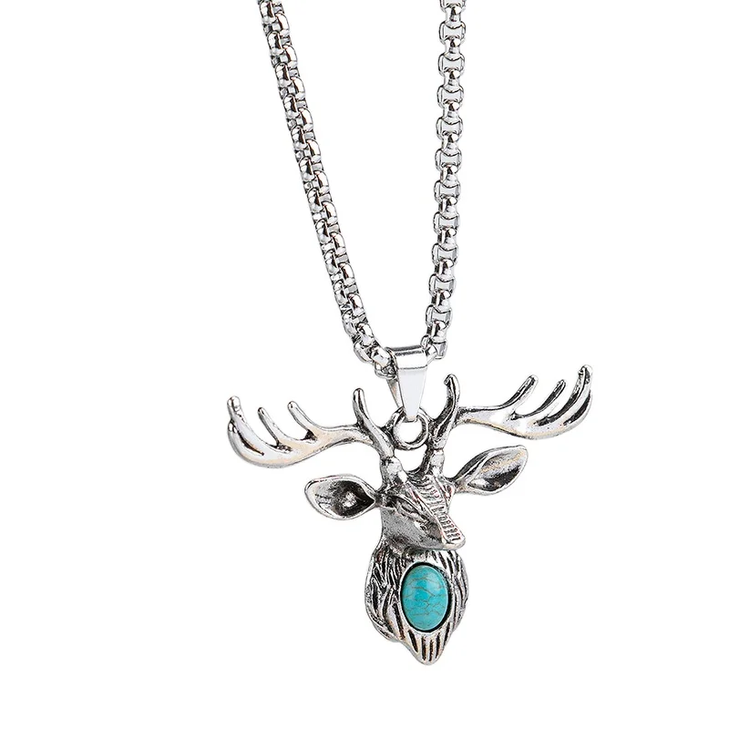 

New 2021 Jewelry Women's Elk Pendant Necklace Simple SWeater Chain