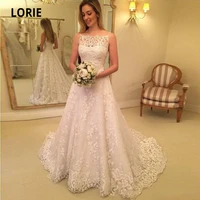 lorie a line lace appliques bridal gowns sleeveless back button beach wedding dresses vintage princess party gowns plus size