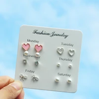 hot sale womens color preserving steel pin stud earrings creative style multi pair fashion stud earrings jewelry gift