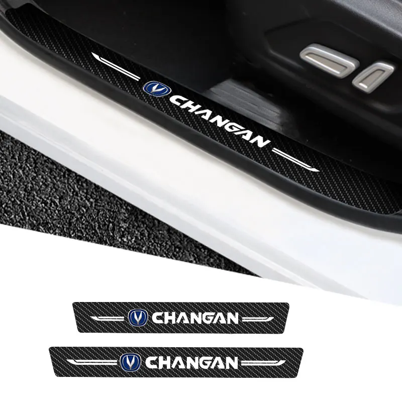 

4Pcs Car Stickers Anti Scratch Door Sill Protector ​For Changan UNI-K UNI-T UNI-V Car Threshold Protection Carbon Fiber Stylin