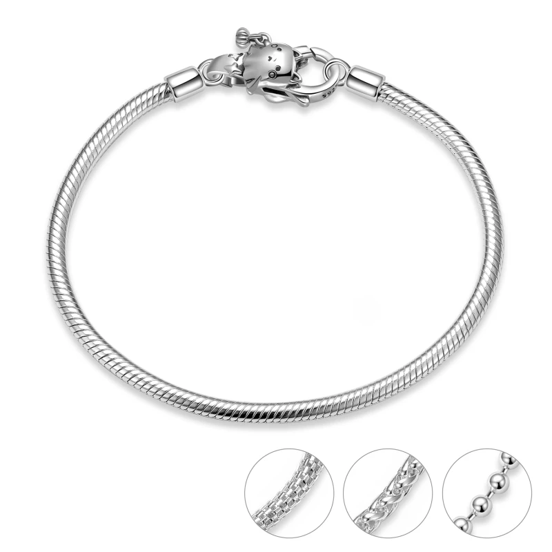 

Браслет-змейка женский из серебра 925 пробы, 4 вида