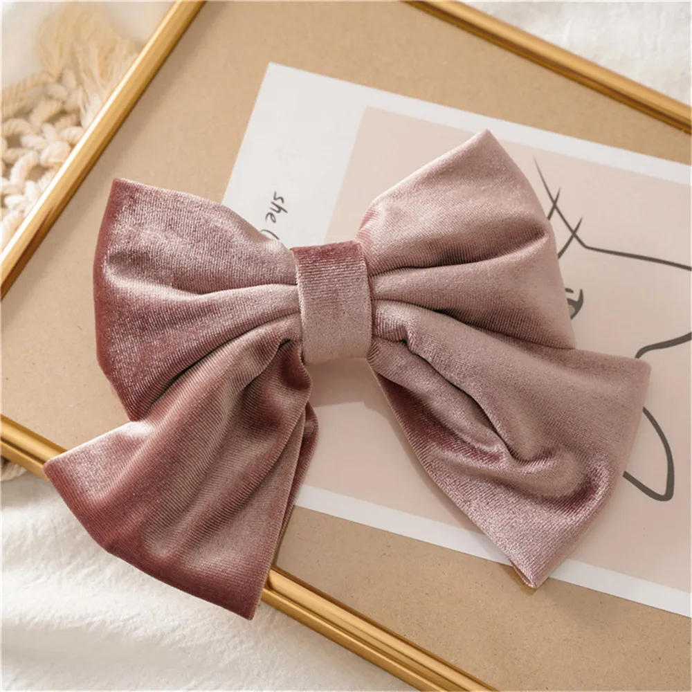 

Fashion Big Cloth Bows Hair Clips Sweet Bowknot Barrette Solid Hairpin Headwear Ladies Velvet Hair Accessories