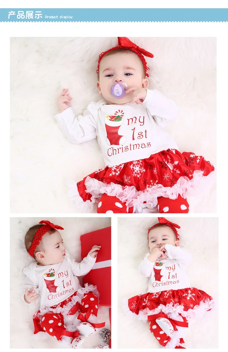 Детский комбинезон-пачка с длинными рукавами гетры комплект обуви для первого Рождества, одежда для фотосессии