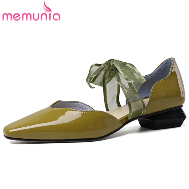 

MEMUNIA 2020 new fashion women pumps genuine leather shoes ladies single shoes spring summer lace up sweet casual shoes female