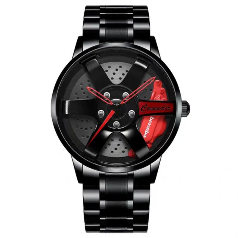 

2021 New Racing Wheel Design Hollow Disc Watch Men's Steel Belt Casual Personality Cool Student Non-Mechanical Quartz Watch