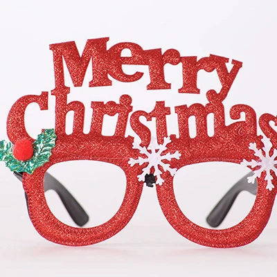 red Merry Xmas 10 шт./упак. рождественские очки игрушки для рождественской вечеринки Санта Снеговик очки с рогами фестиваль украшения для очков для детской вечеринки - Цвет: red Merry Xmas