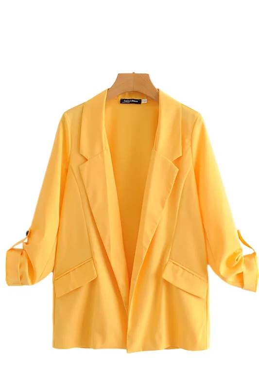 

Women's Non-Buckle Double-Pocket yellow zaraing-style za women 2020 sheining vadiming female blazer Suit Jacket
