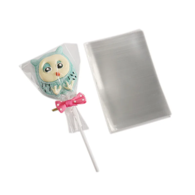 

100PCS Lollipop Bag Paper Stick Bag Silk Binding Set Transparent Cartoon Bow Packing