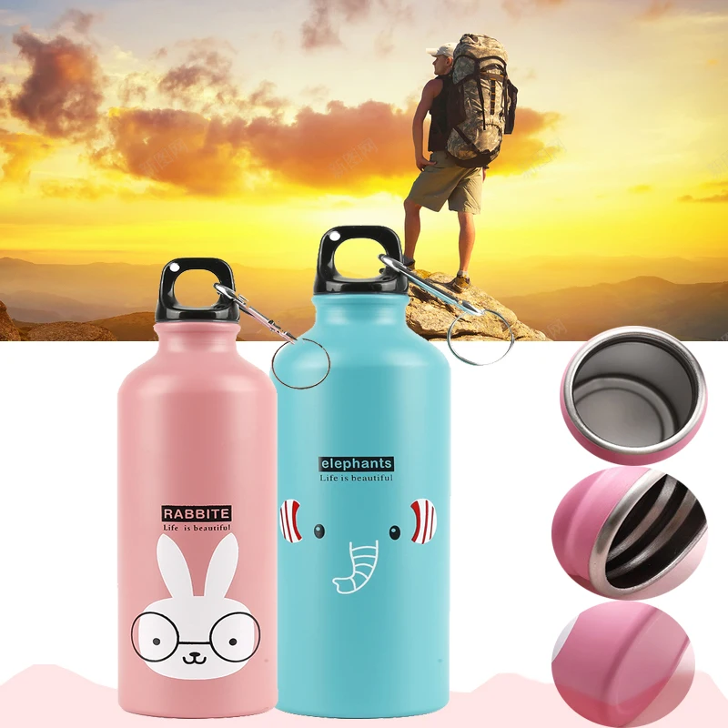 Детская бутылка для воды из нержавеющей стали с милым животным узором уличная