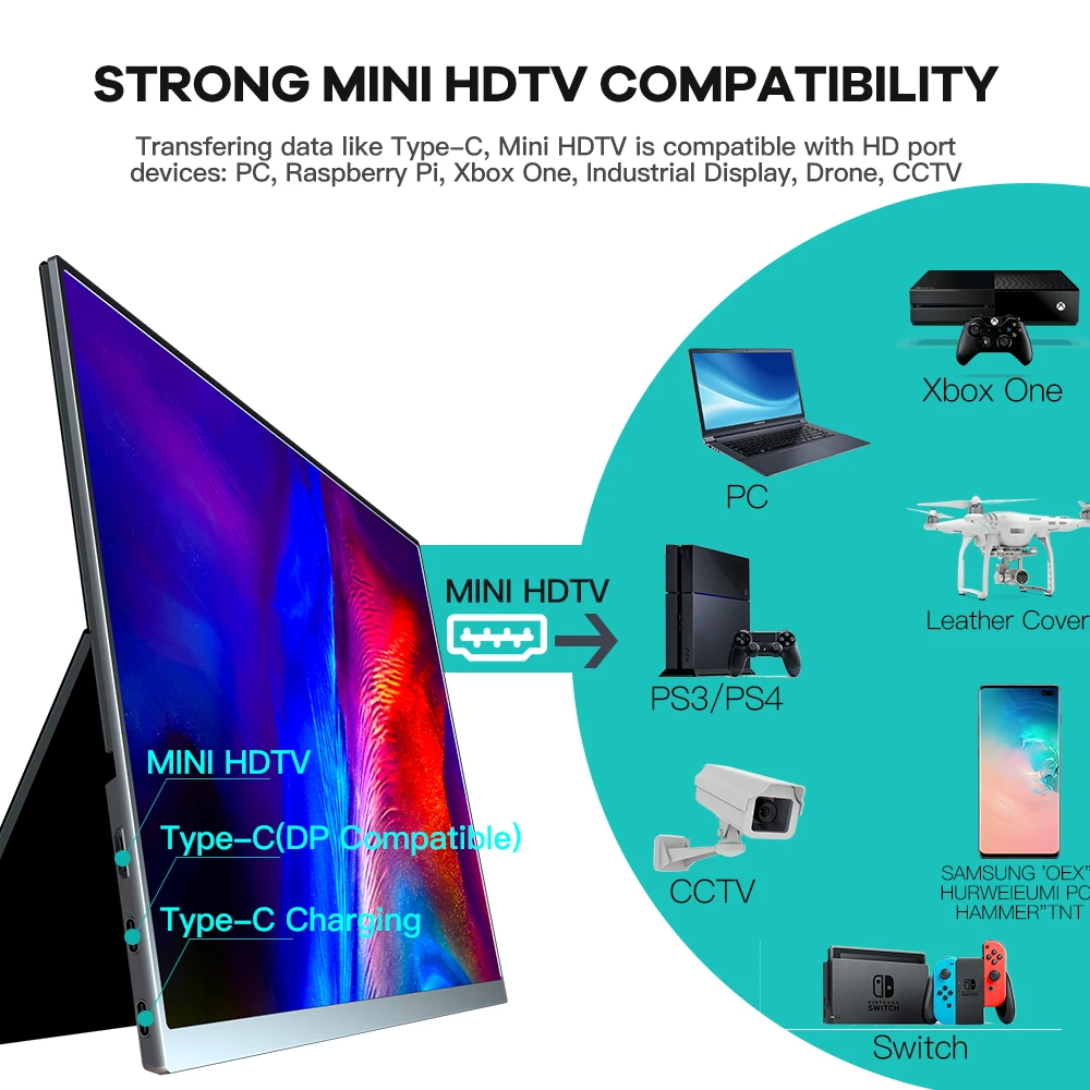 t bao t16a portable monitor 15 inch 1920x1080 type c computer monitor gaming display screen for ps4 xboxsmartphonetablet free global shipping