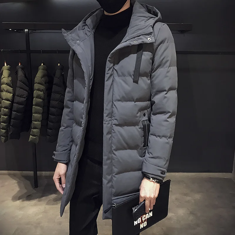 

Мужской утепленный пуховик средней длины с капюшоном, Осень-зима 2020, новая Повседневная Длинная толстая куртка, верхняя одежда, водонепрони...