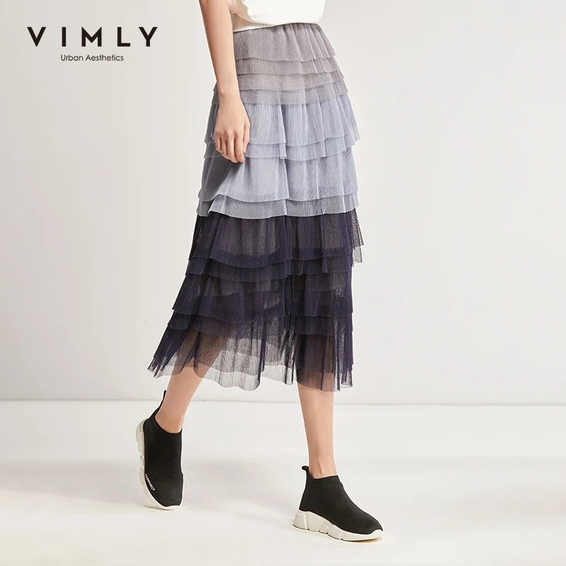 Vimly 2020 Демисезонная женская сетка элегантная градиентная цветная Многоуровневая
