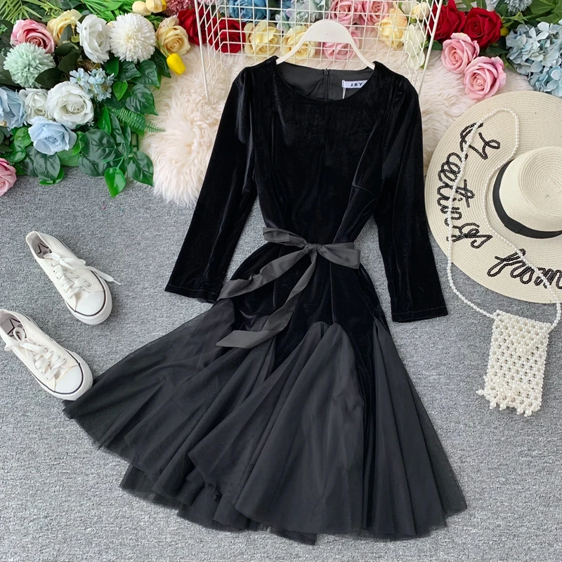 JoinYouth вечерние платья для женщин с бантом велюр элегантные длинные Vestidos