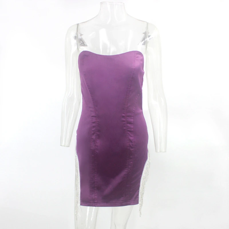 EvaQueen тассель цепь облегающее платье вечерние платья для женщин без рукавов