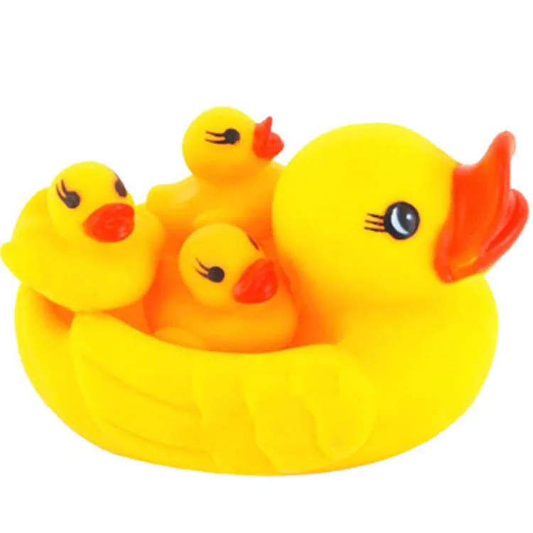 

4pcs/set Baby Toy Water Floating Children Water Toys Yellow Rubber Duck Ducky Baby Bath Toys for Kids Squeeze Sound Squeaky Pool