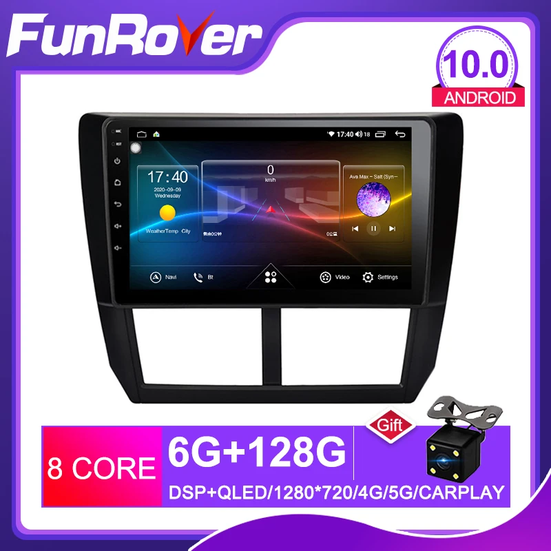 Автомагнитола Funrover 2.5D + IPS Android 9 0 мультимедийный плеер с GPS для Subaru Forester 2008 2012 2din