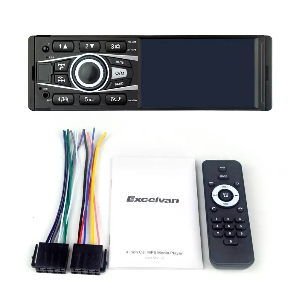 HE521 4 1 дюймов один DIN Bluetooth автомобильный FM AM радио стерео USB AUX Вход в головное