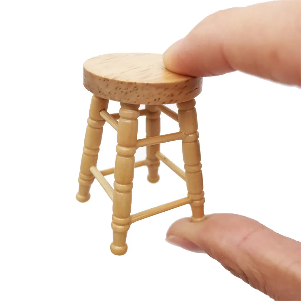 

1/12 Mini Dollhouse Furniture Miniature High Stool Wooden Color Living Room Toy Miniaturas Dollhouse Toys for Children Birthday