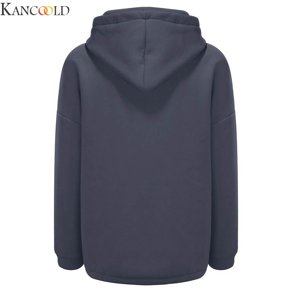 Женская однотонная Свободная Толстовка KANCOOLD серая Повседневная простая кофта с