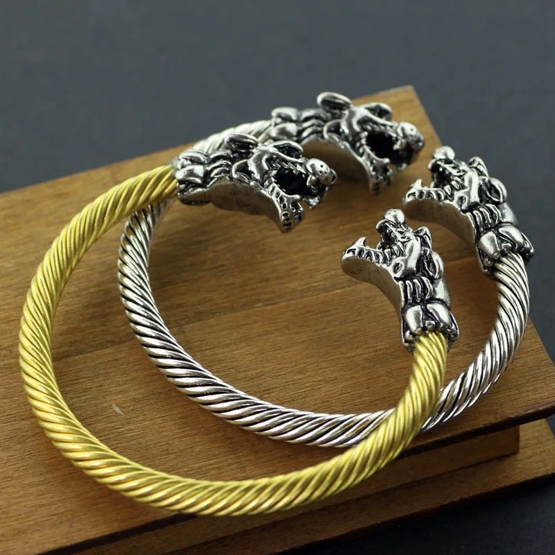 Волчий браслет голова тигра новые ювелирные изделия индийские Открытый для