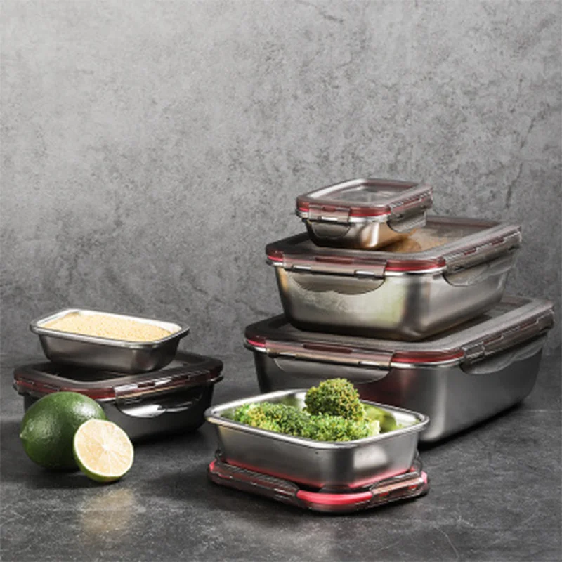 

Stainless Steel Lunch Box Travel Leakproof Bowls Food Containers Microwave Heating Lunchboxs Large Capacity Kitchen Lunchbox