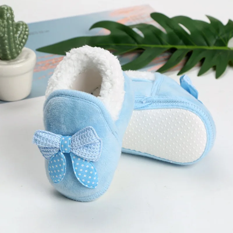 

Winter Baby Soft Bottom Boots Casual Butterfly knot First Walkers Warm Padded Thickened Shoes 6-15M